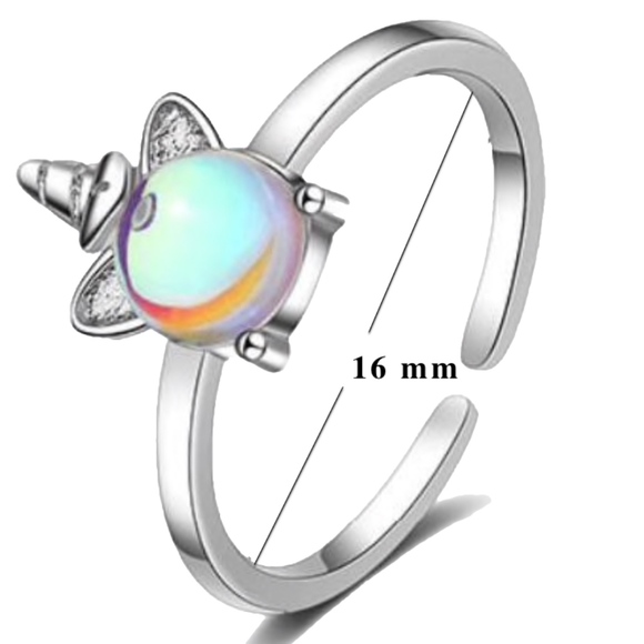 STERLING SILVER MOONSTONE ADJUSTABLE UNICORN RING - Picture 6 of 7